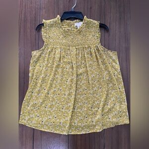 Rachel Zoe Yellow Floral Blouse with Smocked Bodice